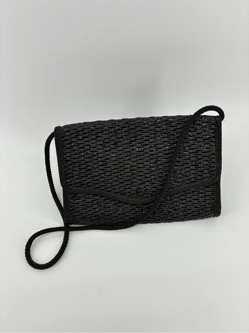 Black Woven Crossbody Clutch - Women Bags Made in Italy